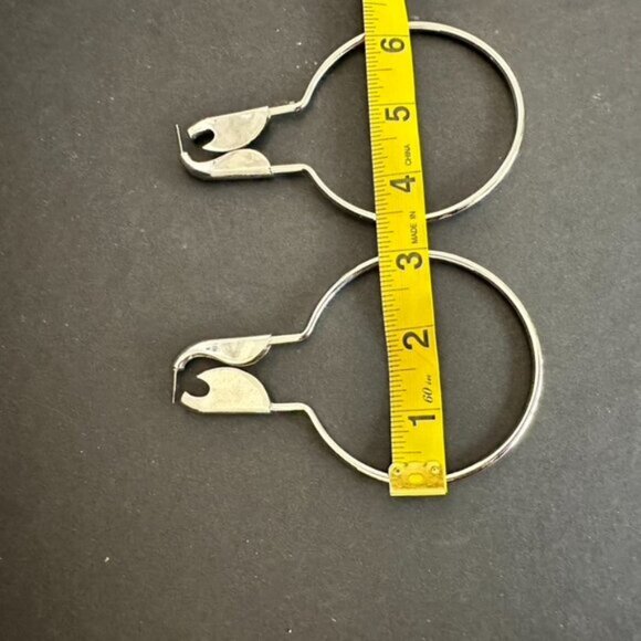 Balenciaga Safety Pin Large Hoop Statement Silver Earrings - Picture 5 of 6